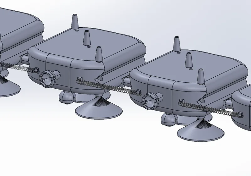 Isometric CAD render of the turbine blade mold polisher gantry system