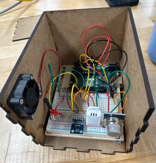 Assembled greenhouse climate controller with sensors and wiring