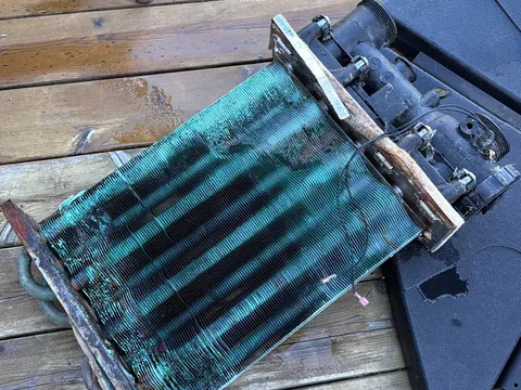 Old heat exchanger pulled out of the pool heater